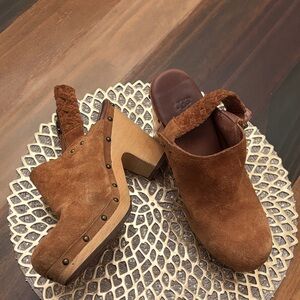 UGG Women's Tan Suede Mules with Braided Strap